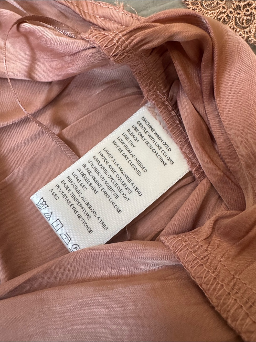 Free People Elena Lace Satin Tank Top in Peached Copper Size Medium - Picture 5 of 7